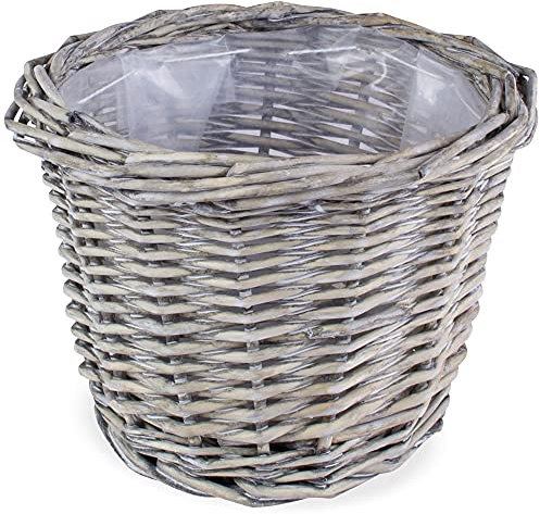 matches21 HOME & HOBBY Geflochtener Pflanzkorb Ø 14 cm aus Weide mit Folie - dekorativer Blumentopf & Übertopf für innen & außen