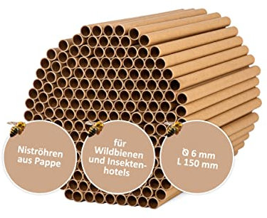 CULT at home 200 Nisthülsen für Wildbienen Insektenhotel Ø 6 mm - Länge 15 cm – Zubehör Füllmaterial Ersatz zum Nachfüllen Bauen und Basteln von Nisthilfen Bienenhotel