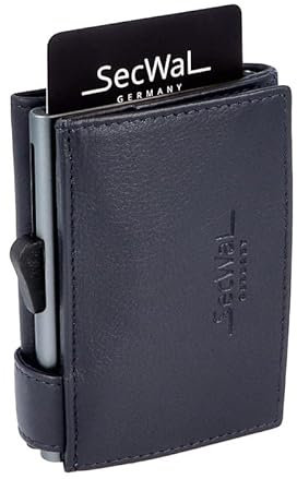 SecWal Kartenetui mit XXL Münzfach Druckknopf inkl. Geschenkbox - Made in Germany - Geldbörse inkl. Ebook für Damen und Herren - RFID Schutz Geldbeutel mit Wiener Schachtel (Blau)