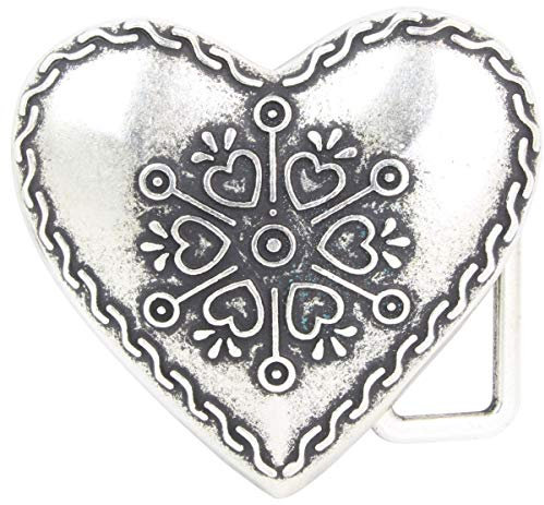 BELTINGER Gürtelschnalle Traditional Heart 4,0 cm | Buckle Wechselschließe Gürtelschließe 40mm Massiv | Für die Tracht | Altsilber