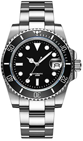 ADDIESDIVE Herren Automatikuhr Taucheruhr leuchtendes 20bar wasserdichtes Edelstahlarmband H3