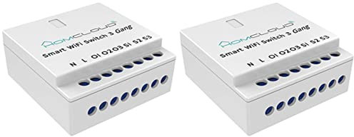 Homcloud 2er Pack SM3 Smart Wi-Fi Schalter 3 Kanäle Unterputz Smartphone und Sprachsteuerung, APP, Alexa oder Google