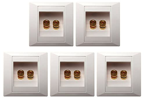 KVSERT Lot de 5 prises murales avec 2 prises et haut-parleur Blanc