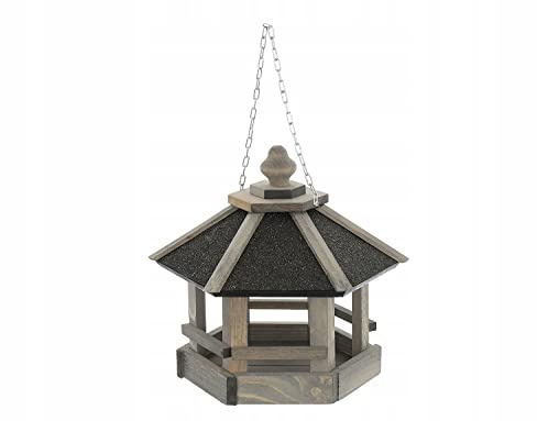 MAZUR Vogelfutterhaus aus Holz | 33cm | Nistkasten | Vogelfutterspender | Vogelfutterstation | Vogelhaus | Vogelhäuschen | Wetterfest | Kleinvögel, Gartenvögel, Singvögel, Wildvögel