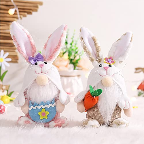 2 Stück Ostern Wichtel,Osterdeko Hasen Wichtel,Osterdeko Wichtel Handgemachte Plüsch,Handgemachte Esichtslose Plüsch Puppen,Ostern Tischdekoration Deko,Ostern Hase Festliche Geschenk Wichtel Zubehör-B