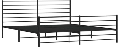 vidaXL Bettgestell, Bettrahmen mit Kopfteil Fußteil, Metallbett Bett mit Lattenrost, Doppelbett Gästebett Schlafzimmer, Metall Schwarz 180x200cm