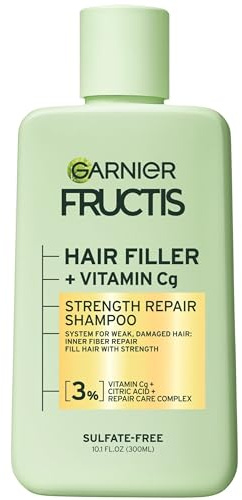 Garnier Fructis Hair Filler Strength Repair Shampoo with Vitamin Cg, Sulfate Free Shampoo for Weak, Damaged Hair, 10.1 Fl Oz, 1 Count
