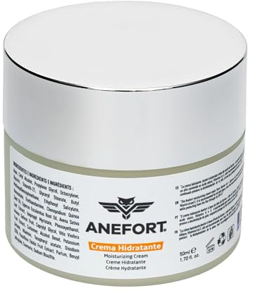 ANEFORT - Crema hidratante facial mujer - Crema de día con Acido Hialuronico 50 ml - Vegana - Crema Reafirmante Antiarrugas para Mujer con Vitamina E - Crema facial Mujer - Crema facial Hidratante 24h