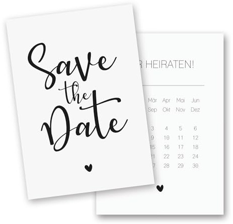 younikat 15 Stück Postkarten Set Herz Save the Date DIN A6 - dv1281 | blanko, zum Beschriften, beschreibbare Rückseite, matte Oberfläche, Wedding, Hochzeit