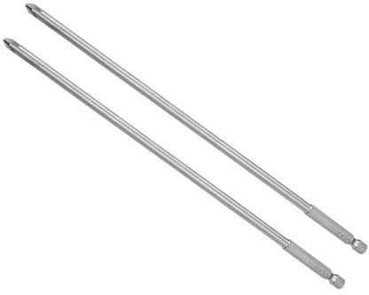 CoCud 2Stk Kreuzschlitz Kreuz Schraubendreher Bits PH2 250mm Lang S2 | Kreuzschlitz Bohrspitze, 1/4 Sechskant Schaft, Magnetisch, für Leistung Schlagschrauber