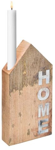 Moderner Kerzenhalter aus Holz Modern Home handgemacht in Braun 26 cm