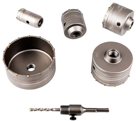 Vacuum Brazed Diamond Drilling Core Bits, Diamond Core Drill Bits Kit, Hole Opener 25~160MM/Connecting Rod 110-600MM, for Porcelain Tile Granite Marble Stone Masonry Black