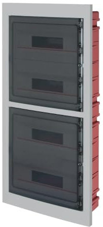 Centralino ad incasso, 72 (4x18) moduli, con morsettiera 6x10mm, grigio, IP40, sportello in policarbonato fume' - Elettrocanali EC63072E