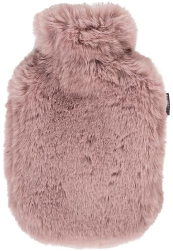 Fashy Piccola borsa dell'acqua calda con rivestimento super morbido in finta pelliccia di alta qualità, rosa, 0,8 l