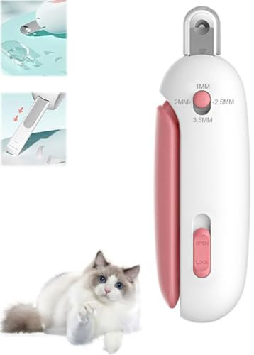 GUSHE Katzennagelknipser mit Verstellbarer Blende, Krallenzange für Hunde und Katzen, Edelstahl Katzennagelschneider, Katzen Krallenschneider, Krallenschere Katzen mit Nagelfeile und Schutz (Rosa)