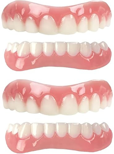 Generico Dentiera Multiuso Protesi in Silicone Denti Provvisori Riutilizzabile Toni Faccette Istantanee Sbiancamento Denti per Faccette Estetiche Unisex,A,2pcs