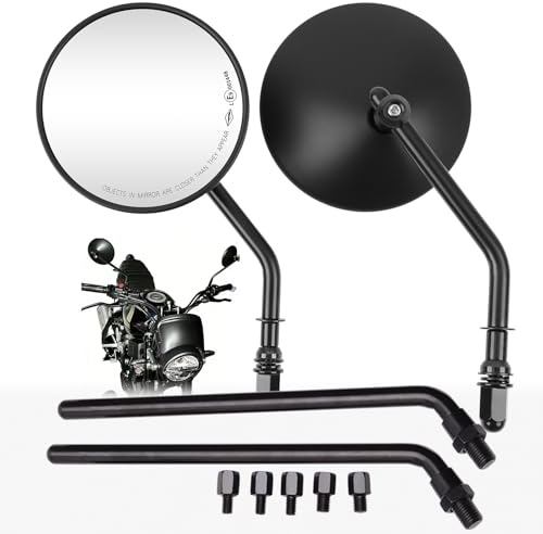 DREAMIZER 4'' Runden Motorrad Spiegel, CNC Rückspiegel Universell mit 8mm 10mm Schrauben, Kompatibel mit Harley Sportster 883 1200 Softail Dyna Cafe Racer Cruiser Chopper Bobber Scooter E-Scooters