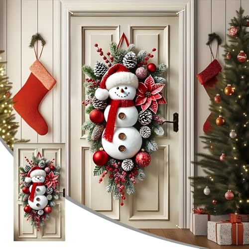 Christmas Ornament Xmas Tree Decoration Christmas Door Cover Door Banner Holiday Party Decoration Snowman Door Hanging Door Cover Decoration In Stock for Home Party Christmas Decoration