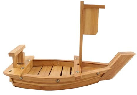 Japonais En Bois Bateau À Sushi, Bambou Forme Du Bateau Assiette À Sushi Sashimi Plateau De Service Grande Assiette En Forme De Bateau Bol Décoratif Pour Les Desserts, Fruits,50cm