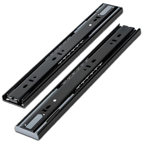 1 Paar Schubladenführungen Mit Vollauszug Und Seitlicher Montage, 10 12 14 16 18 20 22 24 Zoll, Schwarze Gedämpfte Schubladenschienen Mit Soft-Close-Funktion Und Kugellager(30cm/12in)