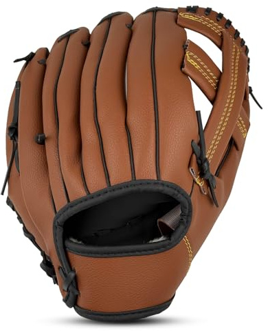 HolyElks Baseball Glove, Softball Glove, Baseball Mitt, 10.5''-12.5'' for Youth Adult Training and Beginner Play, Synthetic Leather Outfield Mitts, Right Hand Throw (Brown, 12.5)
