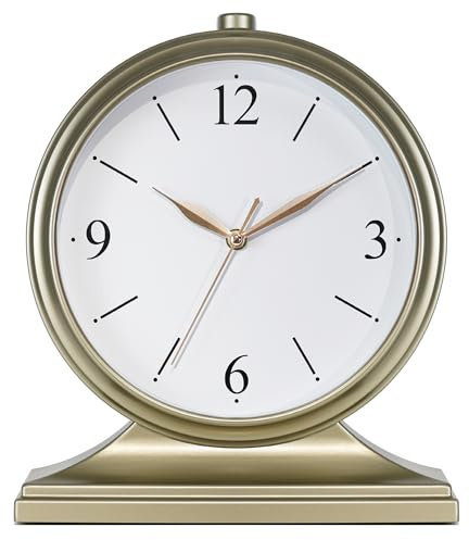 AYRELY® Orologio da tavolo vintage silenzioso, senza ticchettio, con quadrante da 25,4 cm, orologio da tavolo retrò e facile da leggere per soggiorno, camera da letto, decorazione per mensole, camino