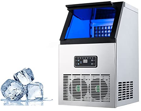 ZHJOPP Macchina per Il Ghiaccio Commerciale, Macchina per cubetti di Ghiaccio Portatile Automatica da 60 kg / 24 Ore, Macchina per Il Ghiaccio a Pulizia Automatica