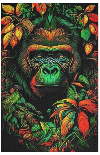 Gorilla Puzzle, Puzzles Für Erwachsene Kinder, 1000 Teile Holzpuzzle, Für Jugendliche Herausforderungsspielzeug （78×53cm）