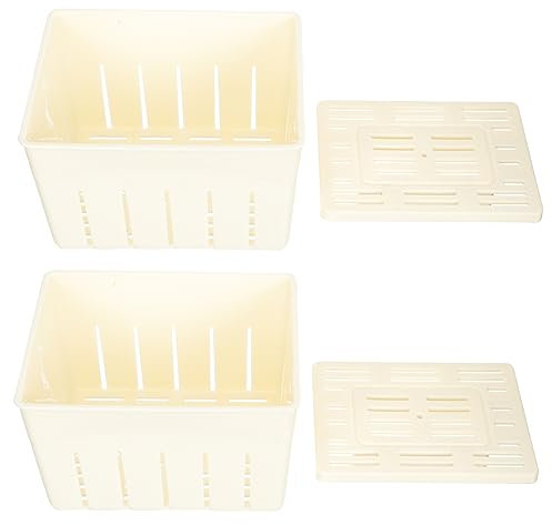 VICASKY Homemade Tofu Moulds Plastic Bean Curd Making Molds Kitchen DIY Tofu Makers Set 2pcs 140x105x95mm for Cooking and Food Preparation