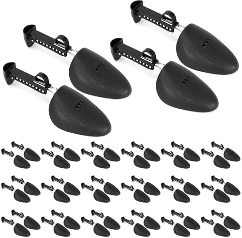 Kaxtde 20 Pairs Plastic Shoe Stretchers Bulk, Black Adjustable Shoe Trees for Men Women, Portable Shoe Tree Shaper Stretcher for Trainers Sneakers Heels Beans Shoes