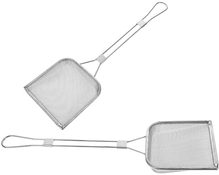 Gatuida 2piezas Pala De Filtro De Residuos De Aceite Colador Cuadrado De Malla Fina Cuchara Desnatadora De Acero Inoxidable Para Freidora Cocina Colar Aceite y Grasa
