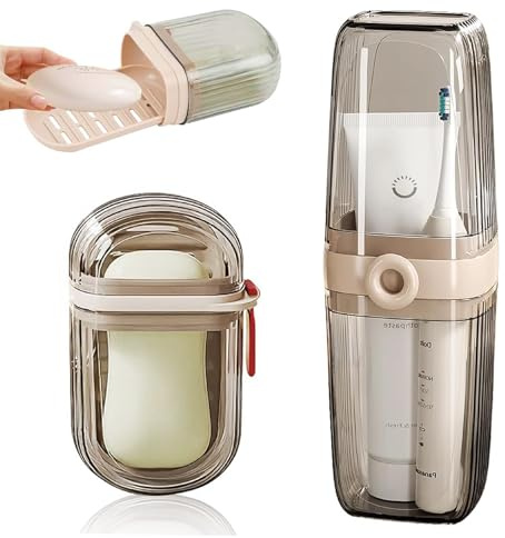 Lot de 2 porte-savon de voyage avec couvercle, étui à brosse à dents avec couvercle, étanche, étui pour gobelets à brosse à dents et porte-savon adapté pour le camping, les voyages d'affaires et une