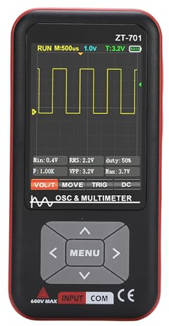Walmeck ZT701 Osciloscopio Multímetro 2in1 9999 Conteos Pantalla de Color Medición Inteligente Portable con Protección de Quema de Quemaduras Reparación de Dispositivos Caseros 5MHz Modo (ZT-701)