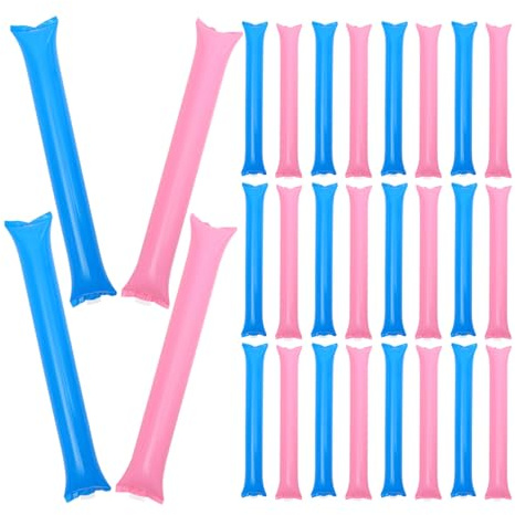 Abaodam 60PCS Inflatable Cheering Sticks Blue and Pink Team Spirit Noise Makers for Sports Events Portable Holiday Sports Props for Basketball Football School Competitions Easy Inflation