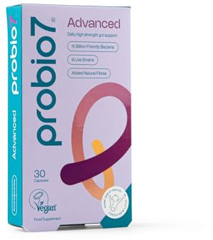 Probio7 Advanced | 9 Live Strains, 10 Billion CFU | 30 Capsules | High Strength, 2 Fibre Types