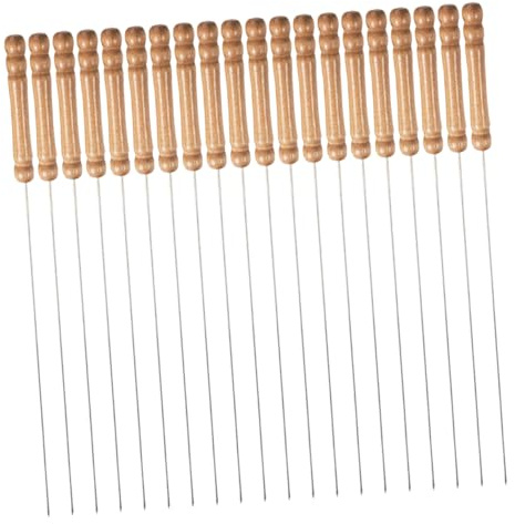 BESPORTBLE Lot De 20 Brochettes Grillées Réutilisables En Acier Inoxydable Pour Barbecue Pour Grillades Pour Viande Beige