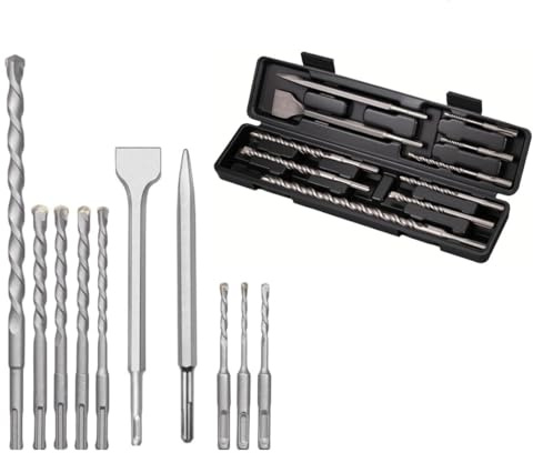 KIT PUNTE E SCALPELLI SDS PLUS 10 PEZZI PER TRAPANO TASSELLATORE DEMOLITORE