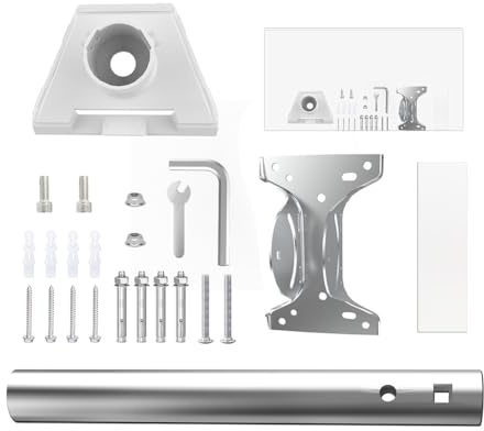 Dachhalterungs-Set für Starlink Gen 3, robustes Drehgelenk mit geradeem/gebogenem Rohr, Edelstahl und wasserdichten TPU-Pads, für Außenmontage auf 38–50 mm Rundrohren, Weiß