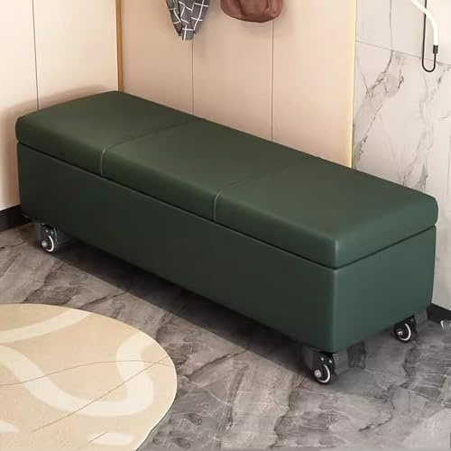 Elegant läderottoman med dolt förvaringsfack vadderat säte och hjul – snyggt fotstöd för sängingång och vardagsrum förvaringslösningar