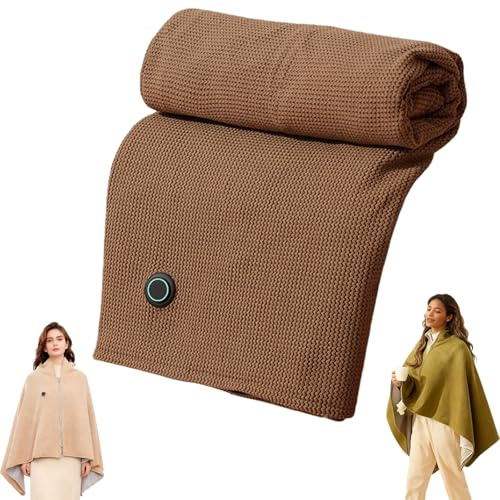 Portable Heated Shawl Wrap for Women, Wearable Electric Blanket with 3 Heating Levels, Soft Machine Washable Heated Blanket Shawl