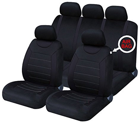 Xtremeauto® Classic Car Seat Covers Set Front & Rear complete with headrest Covers (Black)