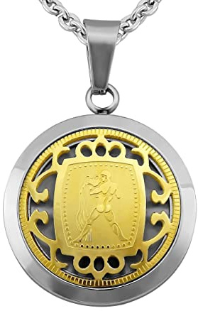 Hanessa Sternzeichen Halskette in Silber – Edelstahl Kette mit Anhänger & Gravur – Personalisierter Schmuck für Damen & Herren, 50-60 cm – 12 Sternzeichen zur Auswahl