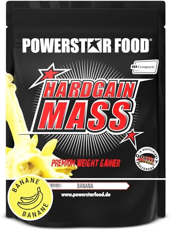 Powerstar HARDGAIN MASS 1600g | GAIN DE POIDS avec créatine & sans ajout de sucre | Masse, force & développement musculaire rapide | Fabrication allemande | Shake pour prise de masse | Banana