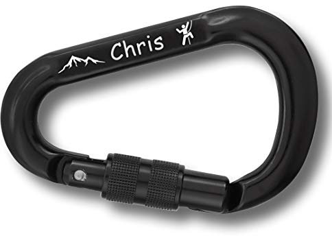 3Dglas Karabiner HMS mit Gravur | Stubai Pro | Schwarz