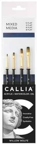 Callia Artist Paint Brush Sets Flat Brushes for Acrylic, Oil and Watercolor Painting