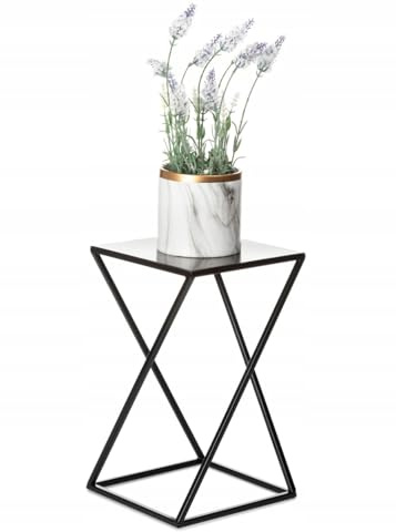 HowHomely Blumenständer Metall Schwarz 40 cm Hoch - Solider und Robuster Blumenhocker Metall - Pflanzenständer mit Geometrischem Design für die Dekoration in Wohnzimmer