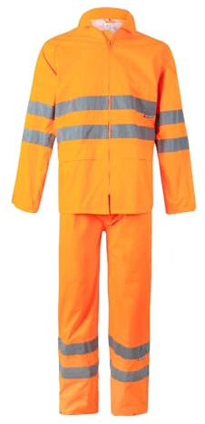 Velilla 189; Traje de Lluvia de dos piezas; Color Naranja Fluor; Talla 3XL