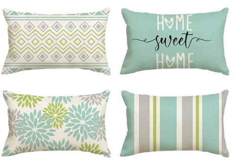 Artoid Mode Grün Dahlien Geometrisch Kissenbezüge 4er Set, 30x50 cm Frühling Zierkissenbezug Cushion Cover Couch Wohnzimmer Außenbereich Deko