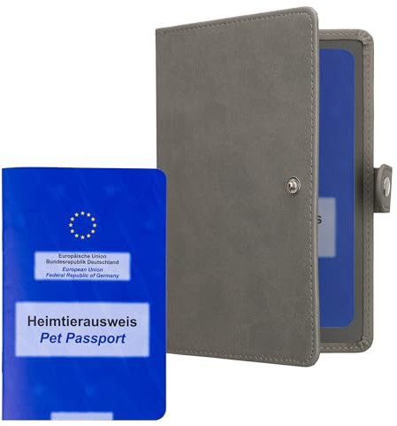 kwmobile Funda para Pasaporte de Animales - Estuche Protector de Cuero sintético con Tapa y botón para Pasaporte Europeo de Mascotas Perros Gatos