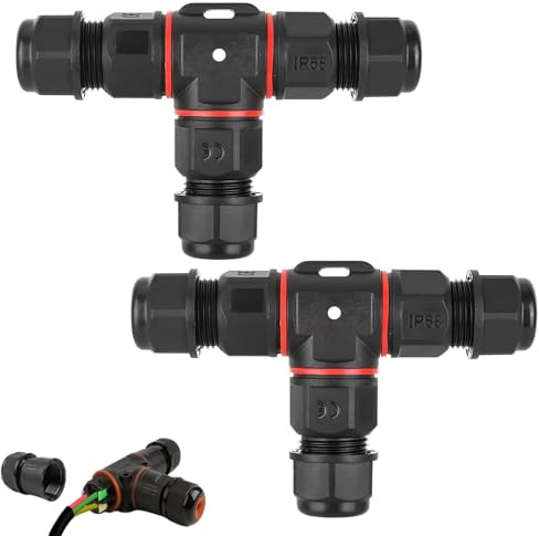 2 Stück Kabelverbinder Wasserdicht IP68, 3-Polig Erdkabel Verbindungsmuffe, Kabel Wasserdicht Verbinden für Ø3-12 mm Kabeldurchmesser, Verteilerdose Außen